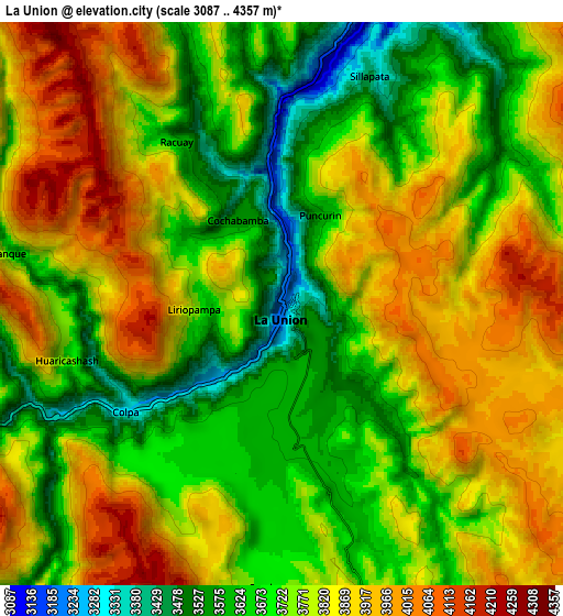 Zoom OUT 2x La Unión, Peru elevation map