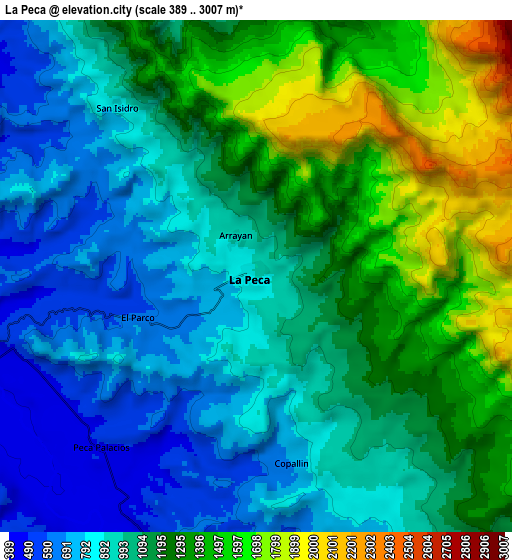 Zoom OUT 2x La Peca, Peru elevation map