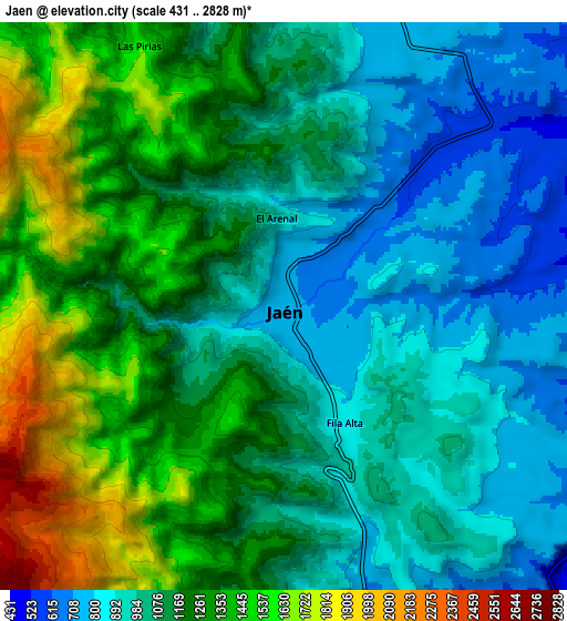 Zoom OUT 2x Jaén, Peru elevation map