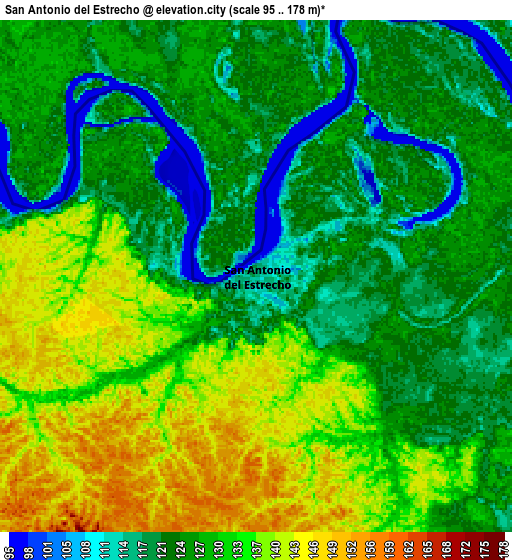 Zoom OUT 2x San Antonio del Estrecho, Peru elevation map
