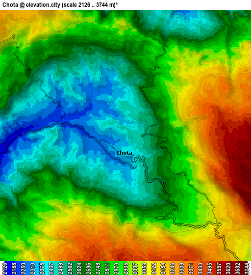 Zoom OUT 2x Chota, Peru elevation map