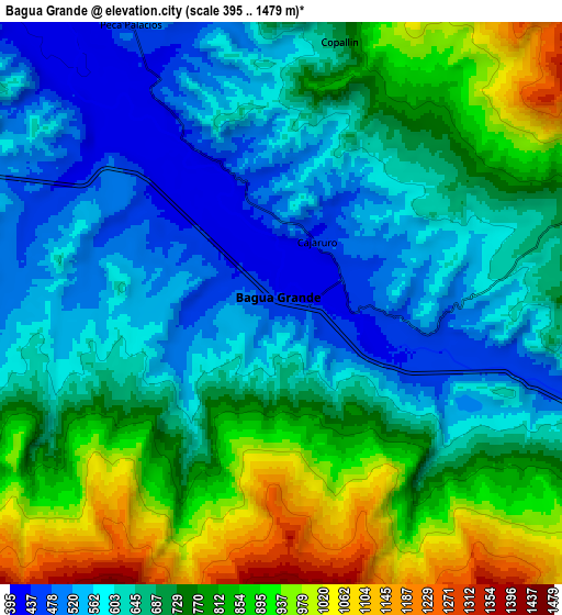 Zoom OUT 2x Bagua Grande, Peru elevation map