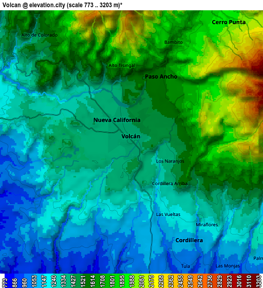 Zoom OUT 2x Volcán, Panama elevation map