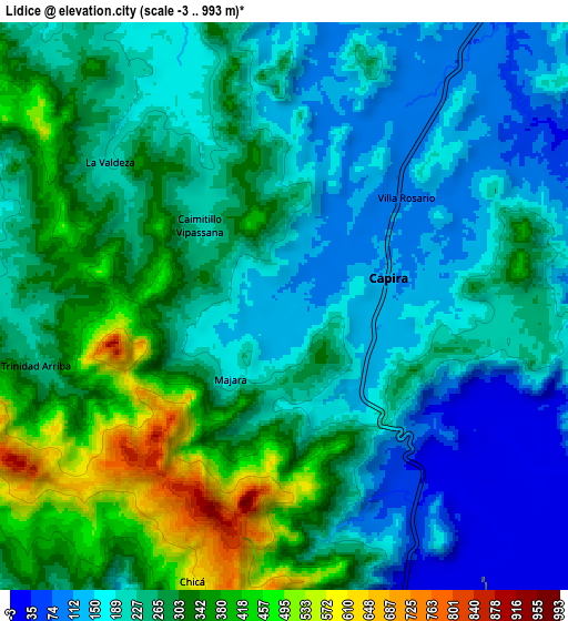 Zoom OUT 2x Lídice, Panama elevation map