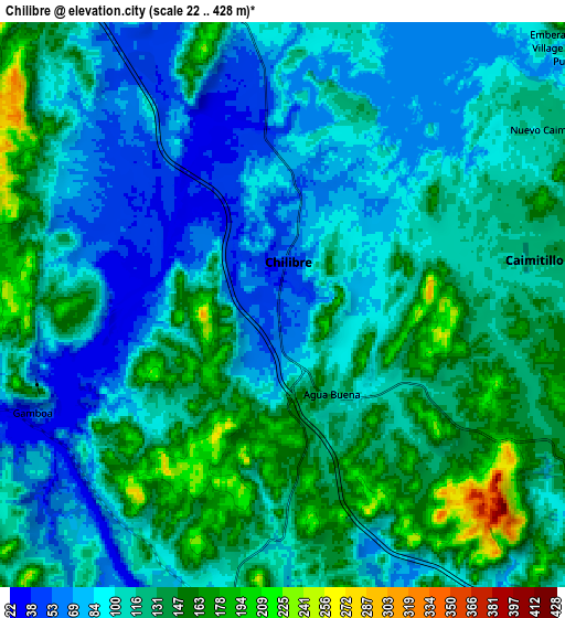 Zoom OUT 2x Chilibre, Panama elevation map