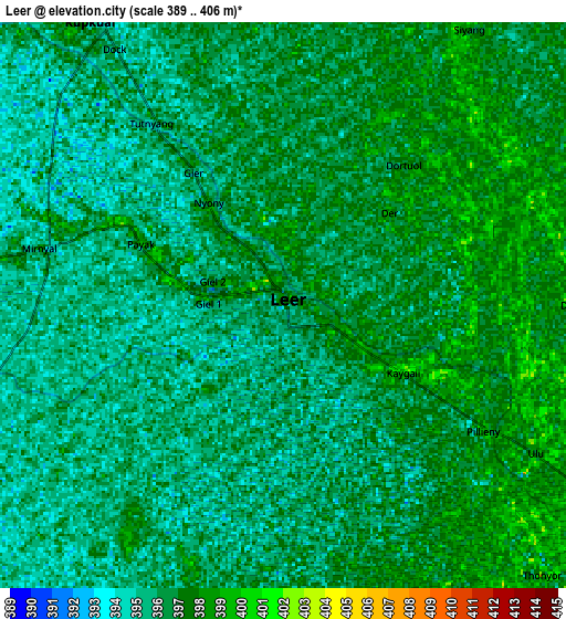 Zoom OUT 2x Leer, South Sudan elevation map