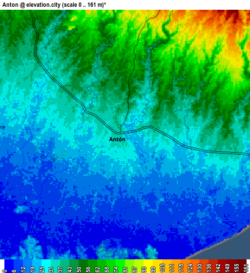Zoom OUT 2x Antón, Panama elevation map
