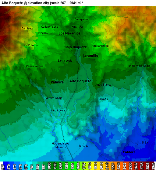 Zoom OUT 2x Alto Boquete, Panama elevation map