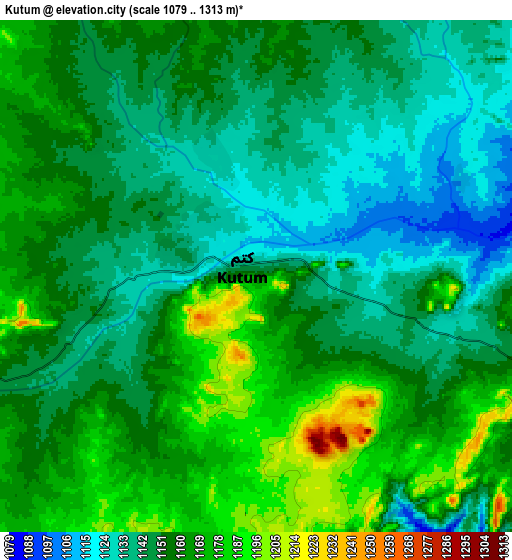 Zoom OUT 2x Kutum, Sudan elevation map