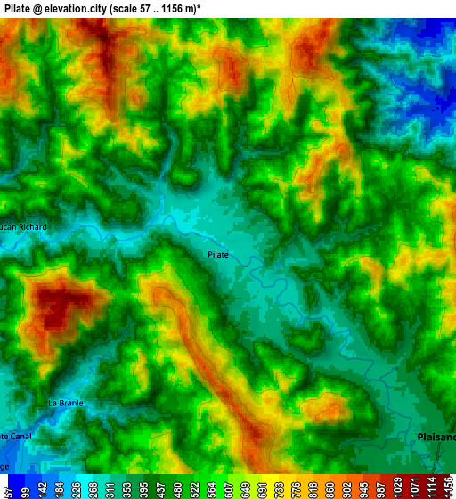 Zoom OUT 2x Pilate, Haiti elevation map