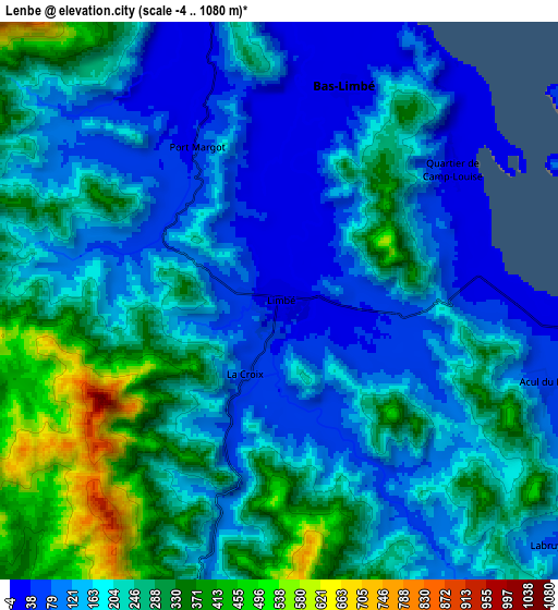 Zoom OUT 2x Lenbe, Haiti elevation map