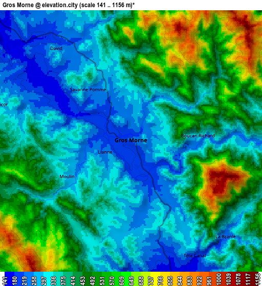 Zoom OUT 2x Gros Morne, Haiti elevation map