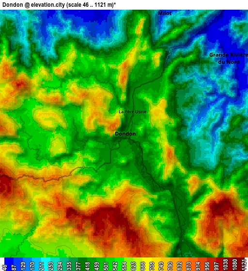 Zoom OUT 2x Dondon, Haiti elevation map
