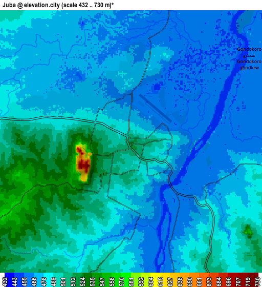 Zoom OUT 2x Juba, South Sudan elevation map