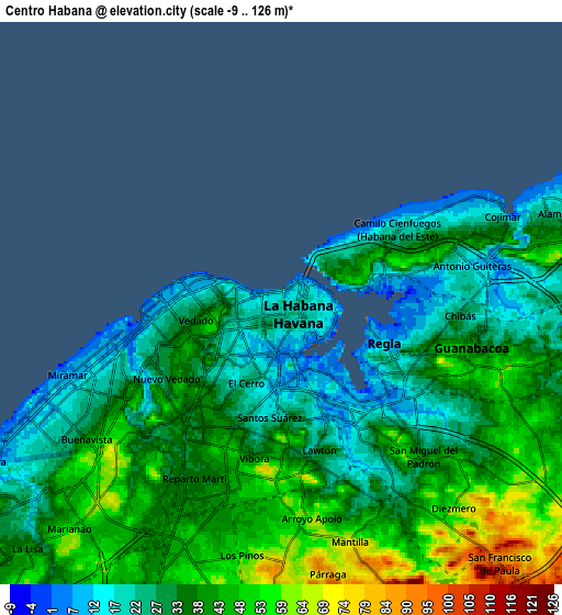 Zoom OUT 2x Centro Habana, Cuba elevation map