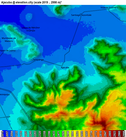 Zoom OUT 2x Ajacuba, Mexico elevation map