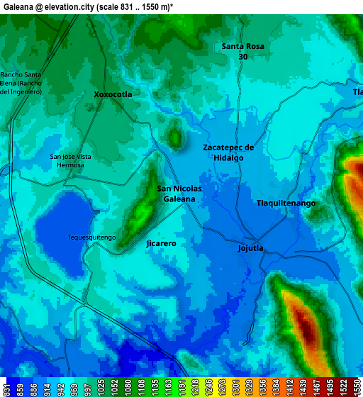 Zoom OUT 2x Galeana, Mexico elevation map