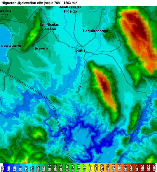 Zoom OUT 2x Higuerón, Mexico elevation map