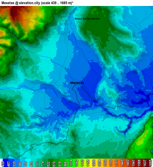 Zoom OUT 2x Mesetas, Colombia elevation map