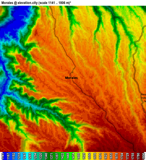 Zoom OUT 2x Morales, Colombia elevation map