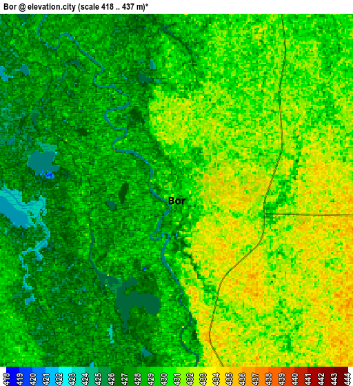 Zoom OUT 2x Bor, South Sudan elevation map