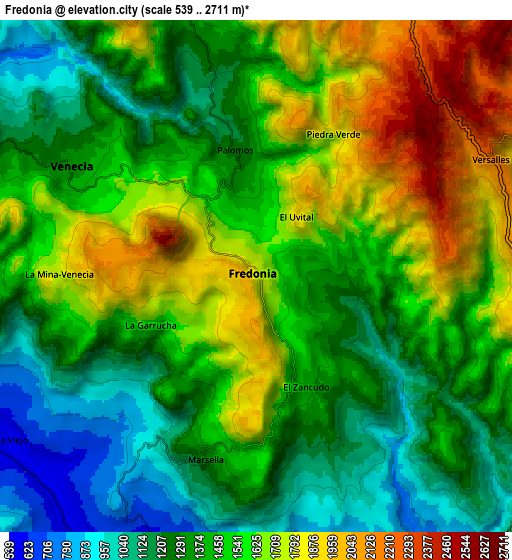 Zoom OUT 2x Fredonia, Colombia elevation map