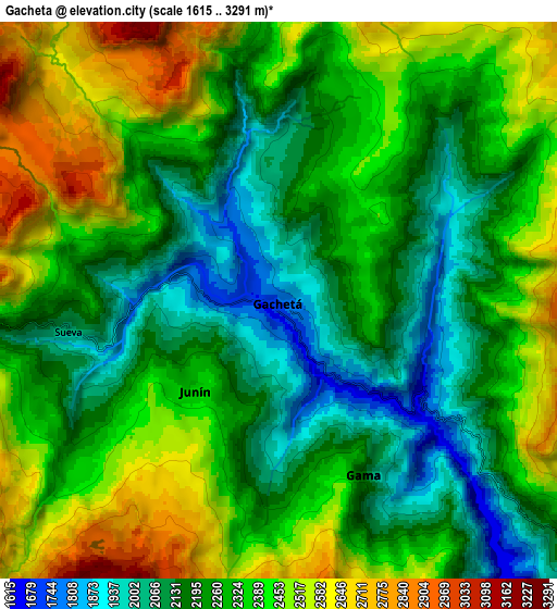 Zoom OUT 2x Gachetá, Colombia elevation map