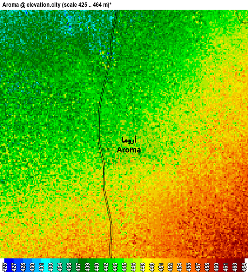 Zoom OUT 2x Aroma, Sudan elevation map