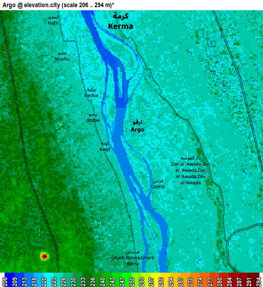 Zoom OUT 2x Argo, Sudan elevation map