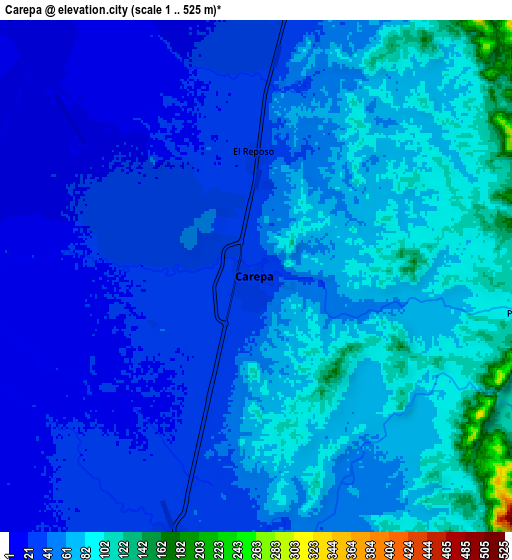 Zoom OUT 2x Carepa, Colombia elevation map