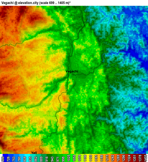 Zoom OUT 2x Vegachí, Colombia elevation map