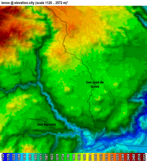 Zoom OUT 2x Isnos, Colombia elevation map