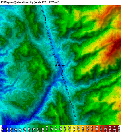 Zoom OUT 2x El Playón, Colombia elevation map