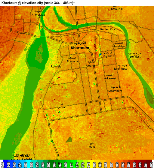 Zoom OUT 2x Khartoum, Sudan elevation map
