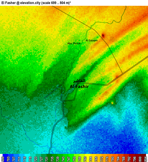 Zoom OUT 2x El Fasher, Sudan elevation map