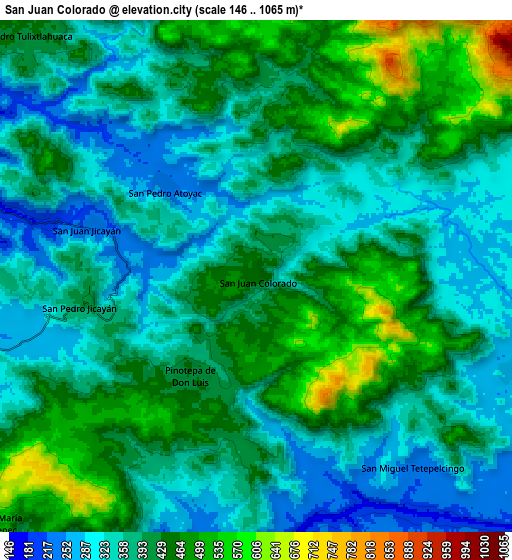 Zoom OUT 2x San Juan Colorado, Mexico elevation map