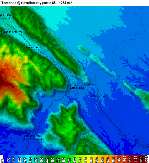 Zoom OUT 2x Tezonapa, Mexico elevation map