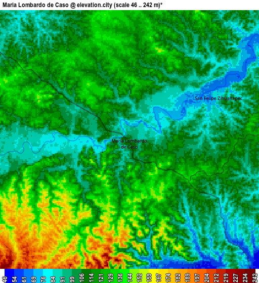 Zoom OUT 2x María Lombardo de Caso, Mexico elevation map