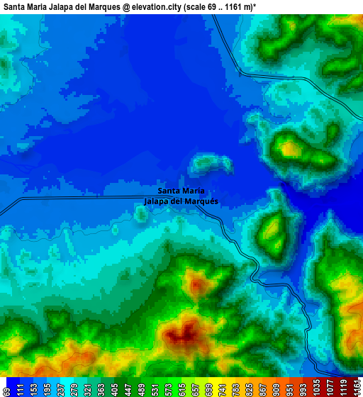 Zoom OUT 2x Santa María Jalapa del Marqués, Mexico elevation map