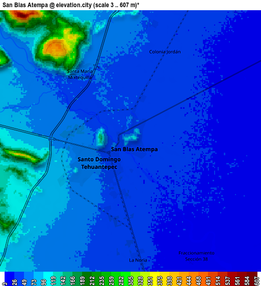 Zoom OUT 2x San Blas Atempa, Mexico elevation map