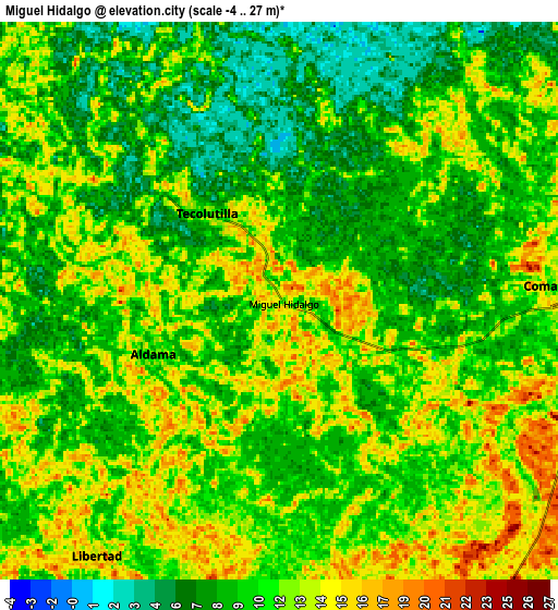 Zoom OUT 2x Miguel Hidalgo, Mexico elevation map