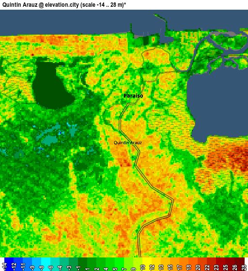 Zoom OUT 2x Quintín Arauz, Mexico elevation map