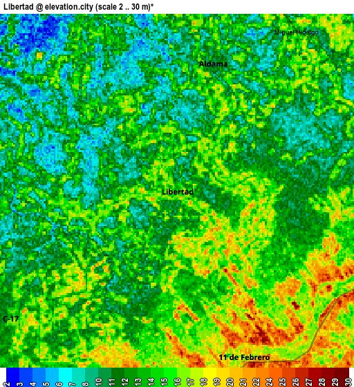 Zoom OUT 2x Libertad, Mexico elevation map