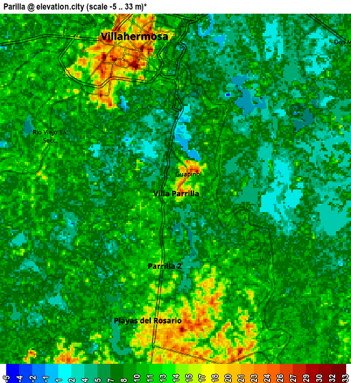 Zoom OUT 2x Parilla, Mexico elevation map