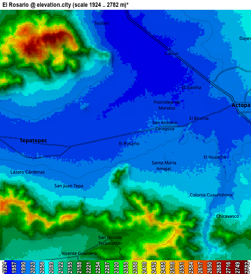 Zoom OUT 2x El Rosario, Mexico elevation map