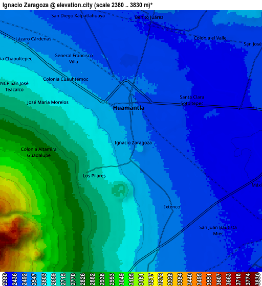 Zoom OUT 2x Ignacio Zaragoza, Mexico elevation map