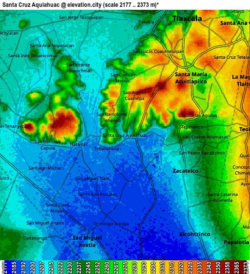 Zoom OUT 2x Santa Cruz Aquiahuac, Mexico elevation map