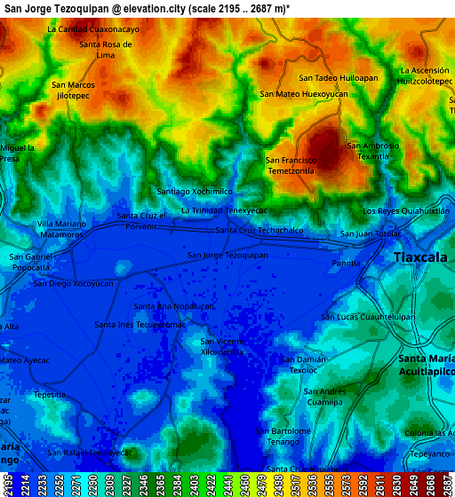 Zoom OUT 2x San Jorge Tezoquipan, Mexico elevation map