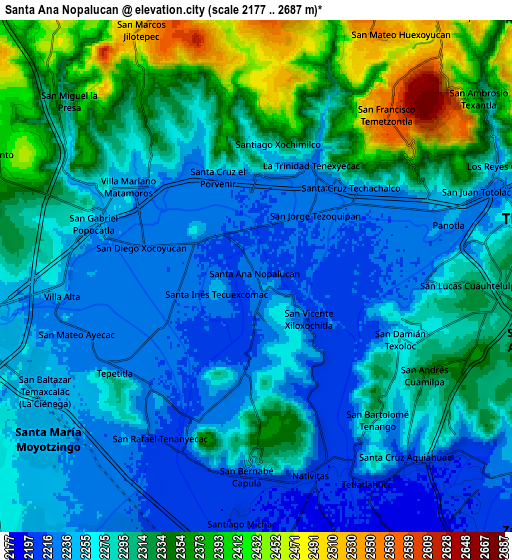 Zoom OUT 2x Santa Ana Nopalucan, Mexico elevation map