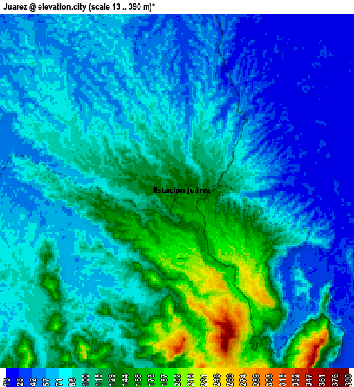 Zoom OUT 2x Juárez, Mexico elevation map